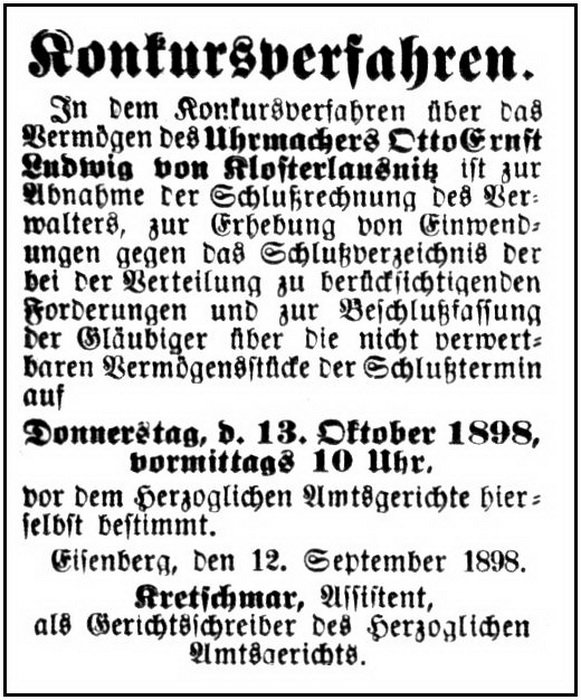 1898-10-13 Kl Konkurs